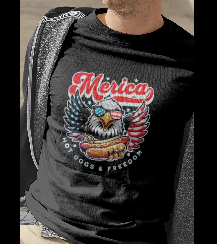 Merica American Eagle With Hot Dogs And Freedom T-Shirt
