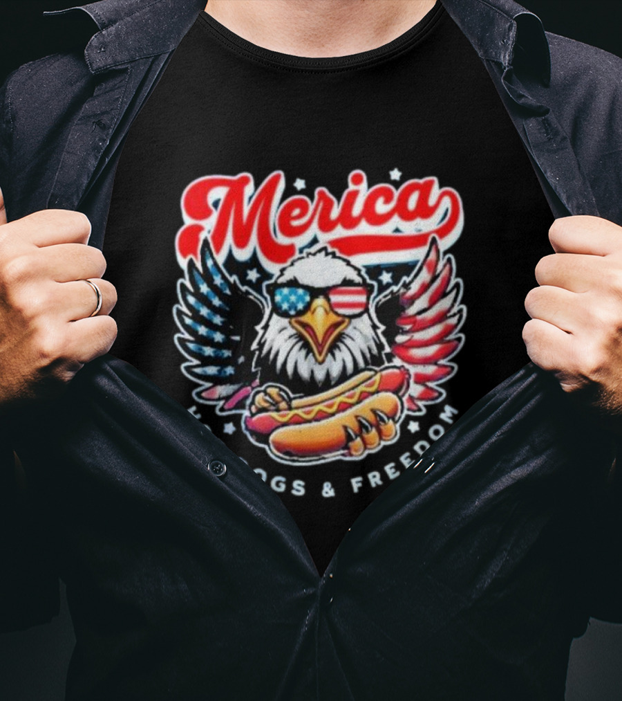 Merica American Eagle With Hot Dogs And Freedom T-Shirt