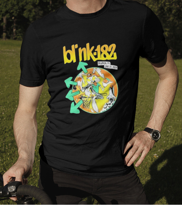 Bl' Nk-182 Orlando FL June 20 2024 Basketball And Space T-Shirt