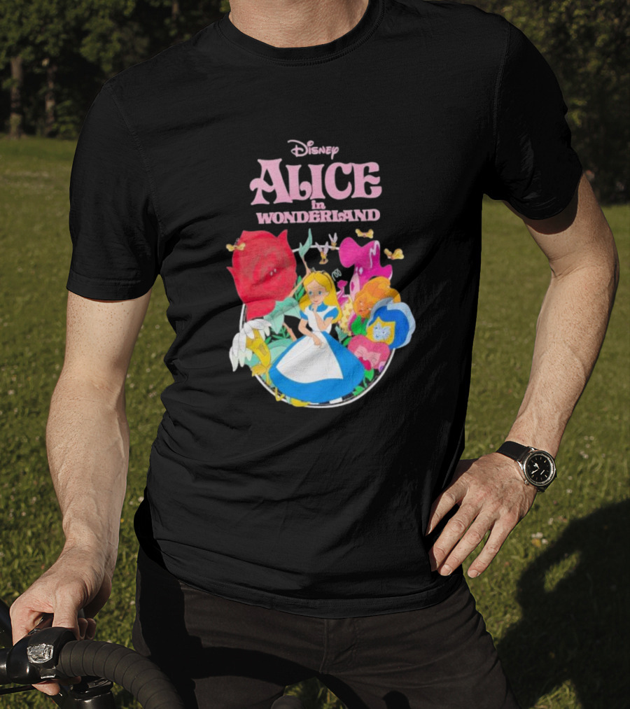 Disney Alice In Wonderland Flowers And Characters Classic T-Shirt