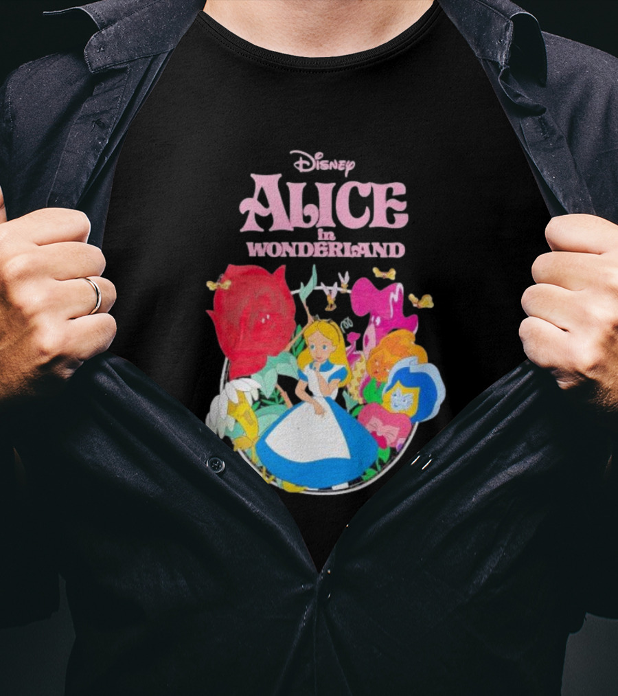 Disney Alice In Wonderland Flowers And Characters Classic T-Shirt