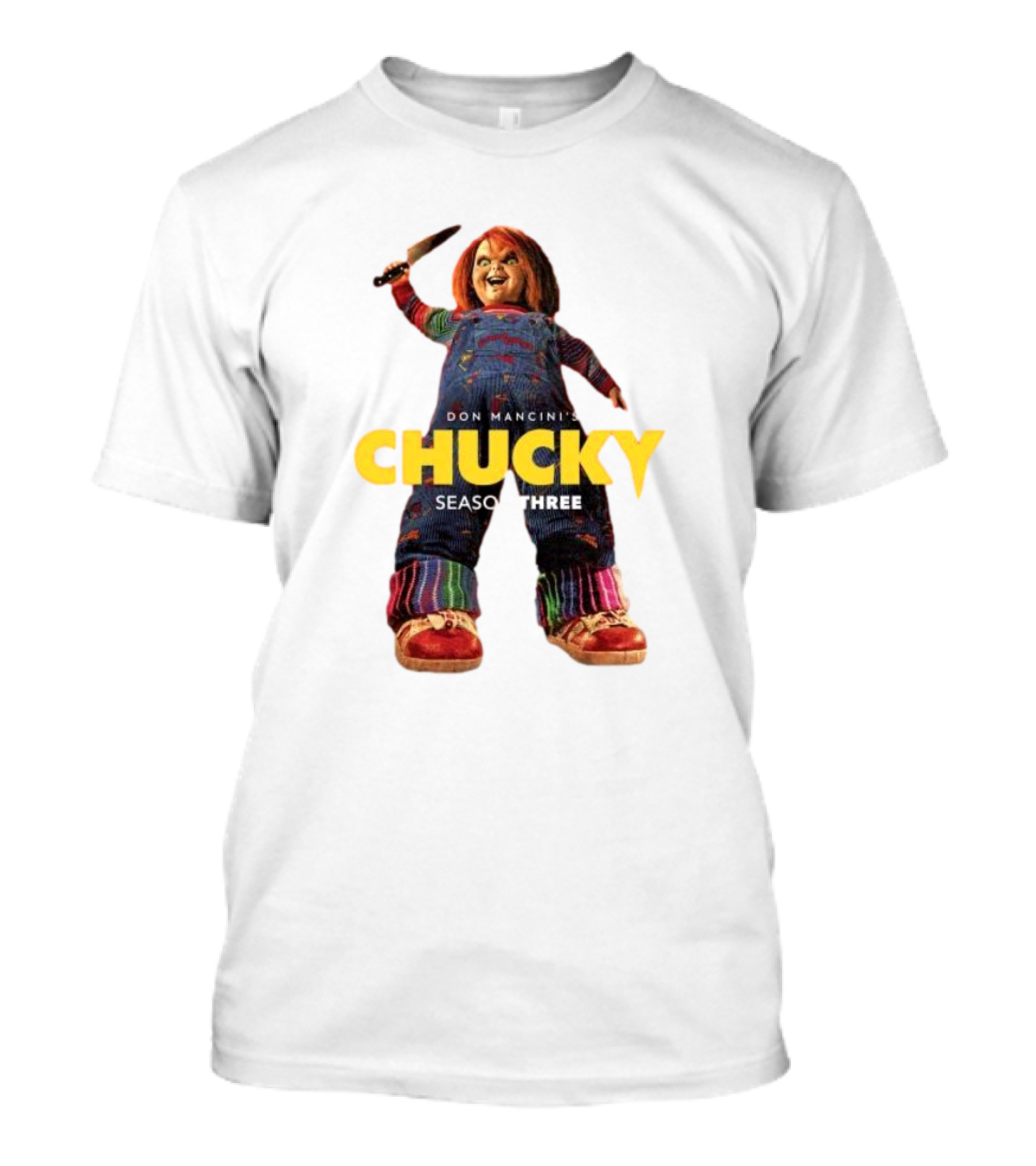 Don Mancini’s Chucky Season Three Horror Character With Knife T-Shirt