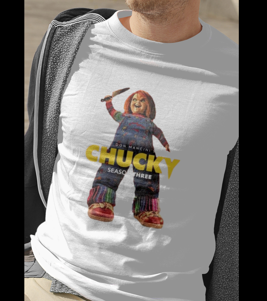 Don Mancini’s Chucky Season Three Horror Character With Knife T-Shirt