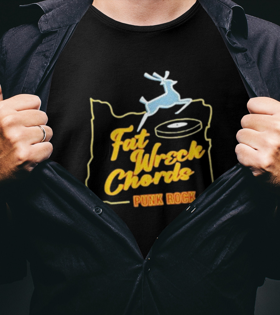 Fat Wreck Chords Punk Rock Record Retro Style Deer Outline T-Shirt