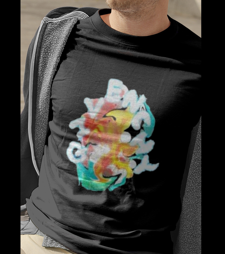 Louis Tomlinson Givenchy Psychedelic Oversized Top Colorful Swirl Text T-Shirt