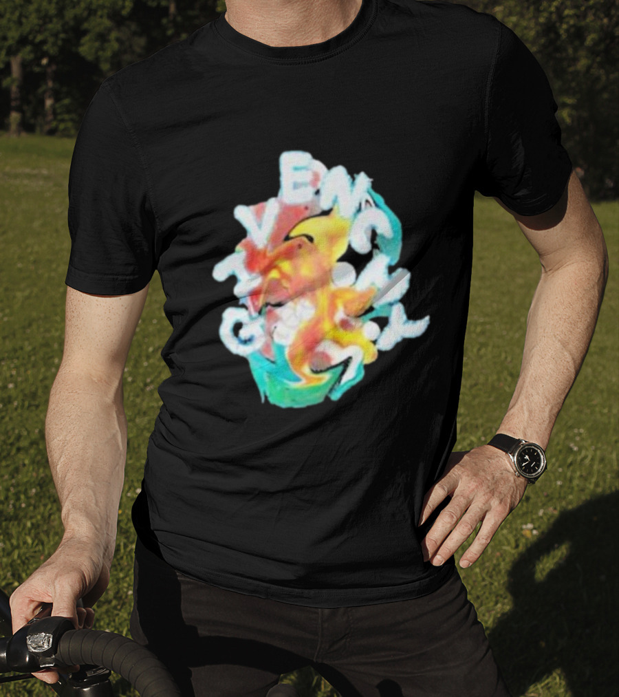Louis Tomlinson Givenchy Psychedelic Oversized Top Colorful Swirl Text T-Shirt
