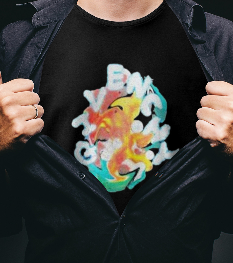 Louis Tomlinson Givenchy Psychedelic Oversized Top Colorful Swirl Text T-Shirt