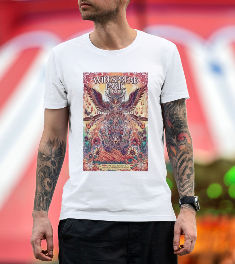 Widespread Panic Jun 21 22 23 2024 Red Rocks Amphitheatre CO Psychedelic Owl T-Shirt