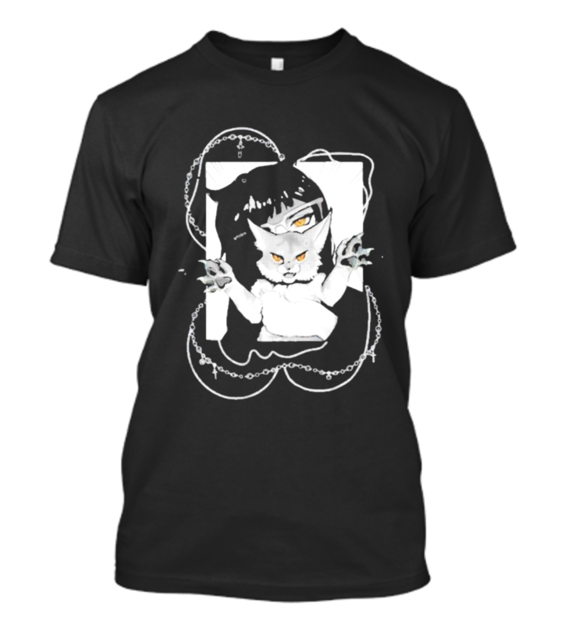 Aspens Cat Attack White Cat And Chains T-Shirt