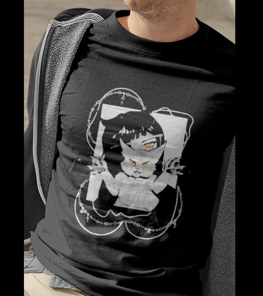 Aspens Cat Attack White Cat And Chains T-Shirt