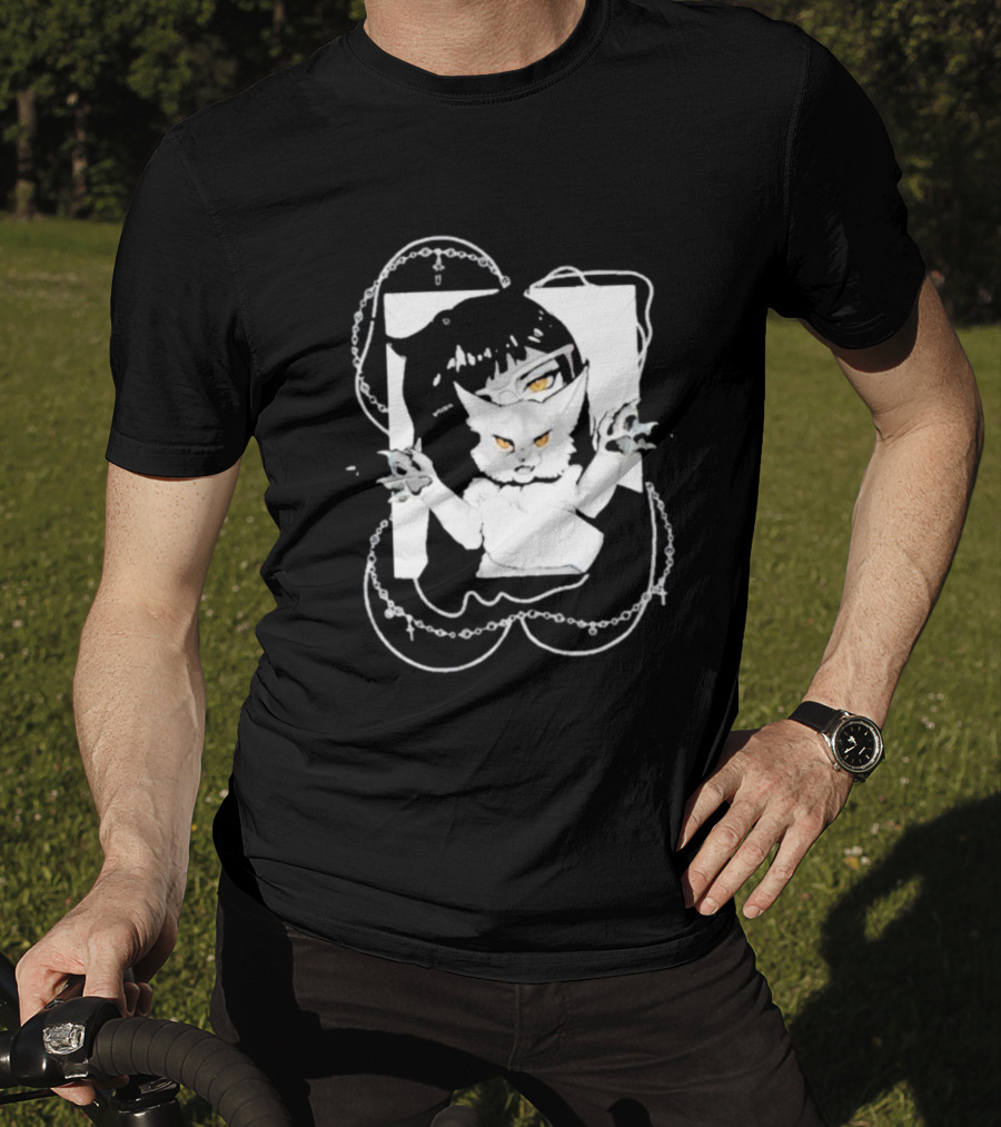 Aspens Cat Attack White Cat And Chains T-Shirt