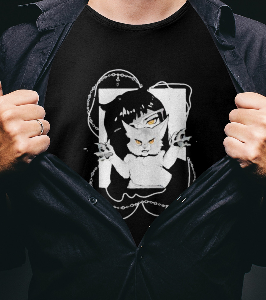 Aspens Cat Attack White Cat And Chains T-Shirt