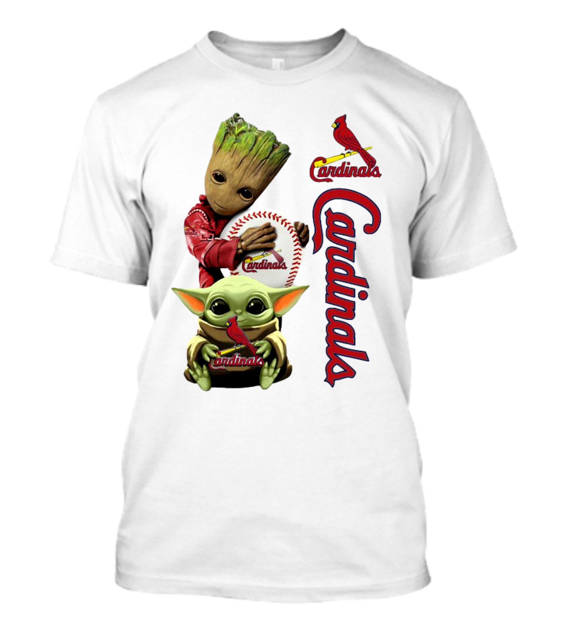 Baby Groot And Baby Yoda Hugging St. Louis Cardinals Baseball T-Shirt