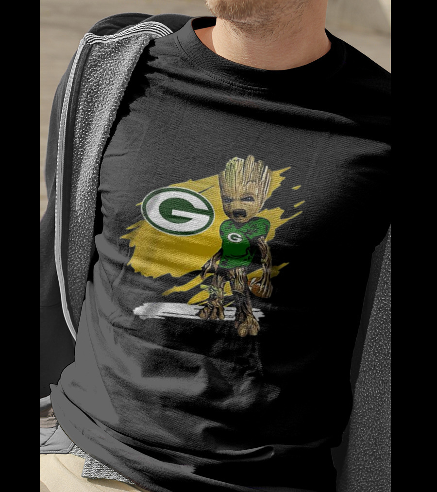 Baby Groot Green Bay Packers Football Fan T-Shirt