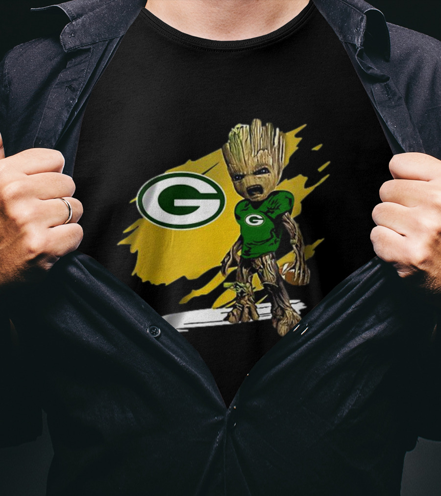 Baby Groot Green Bay Packers Football Fan T-Shirt