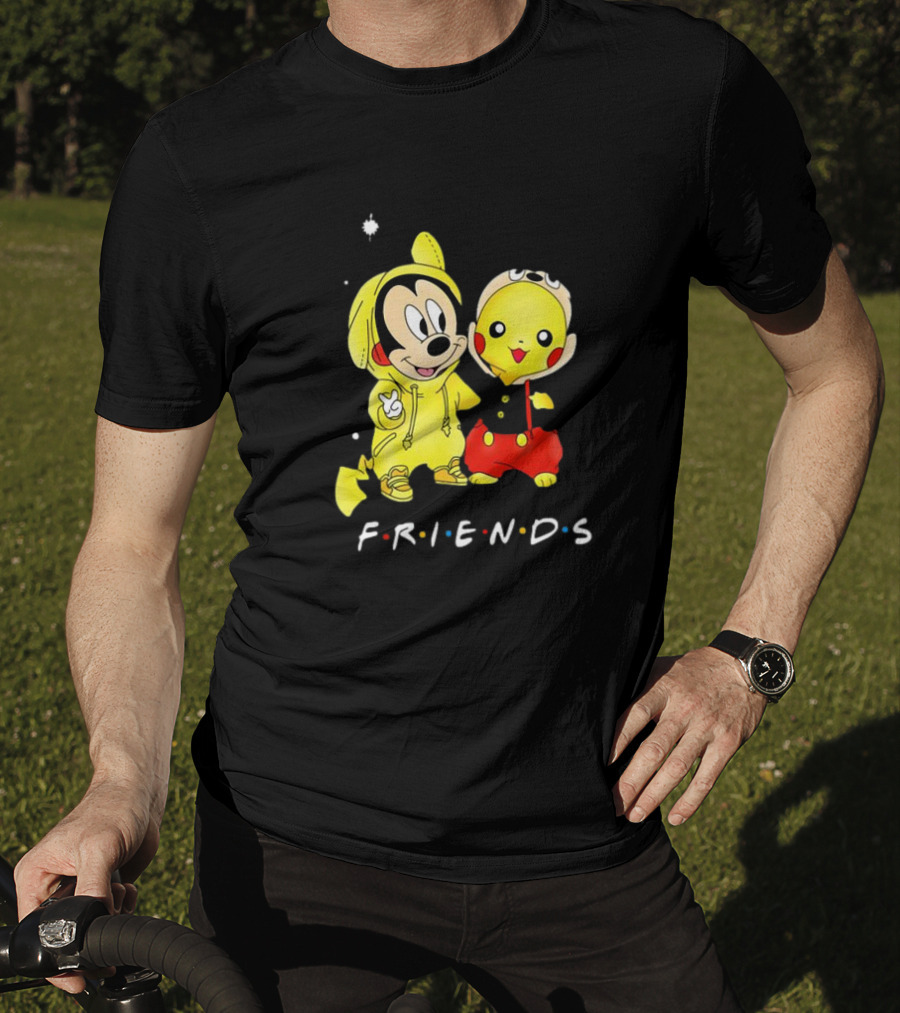 Baby Mickey Mouse And Pikachu Friends Christmas T-Shirt