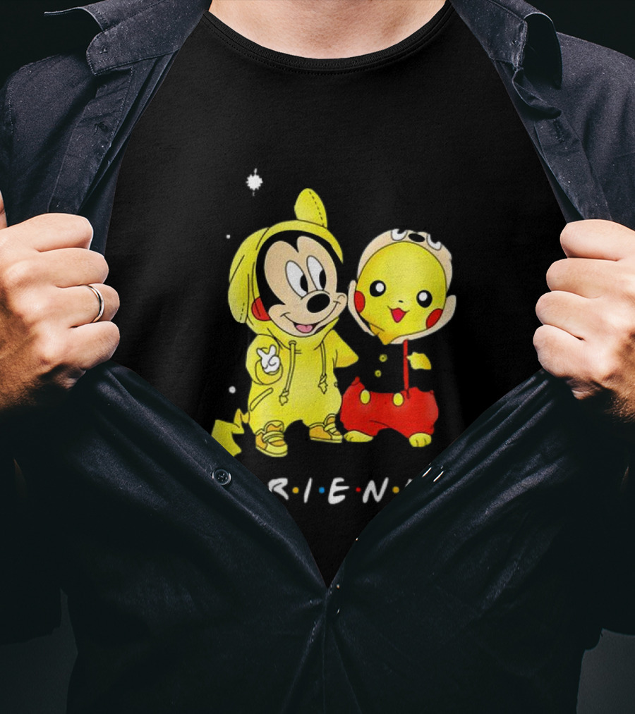 Baby Mickey Mouse And Pikachu Friends Christmas T-Shirt