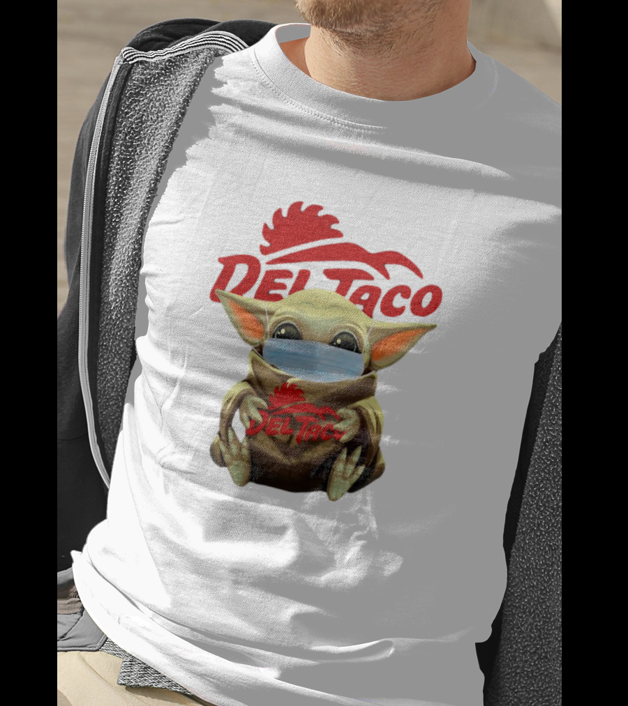 Baby Yoda Wearing Face Mask Holding Del Taco T-Shirt
