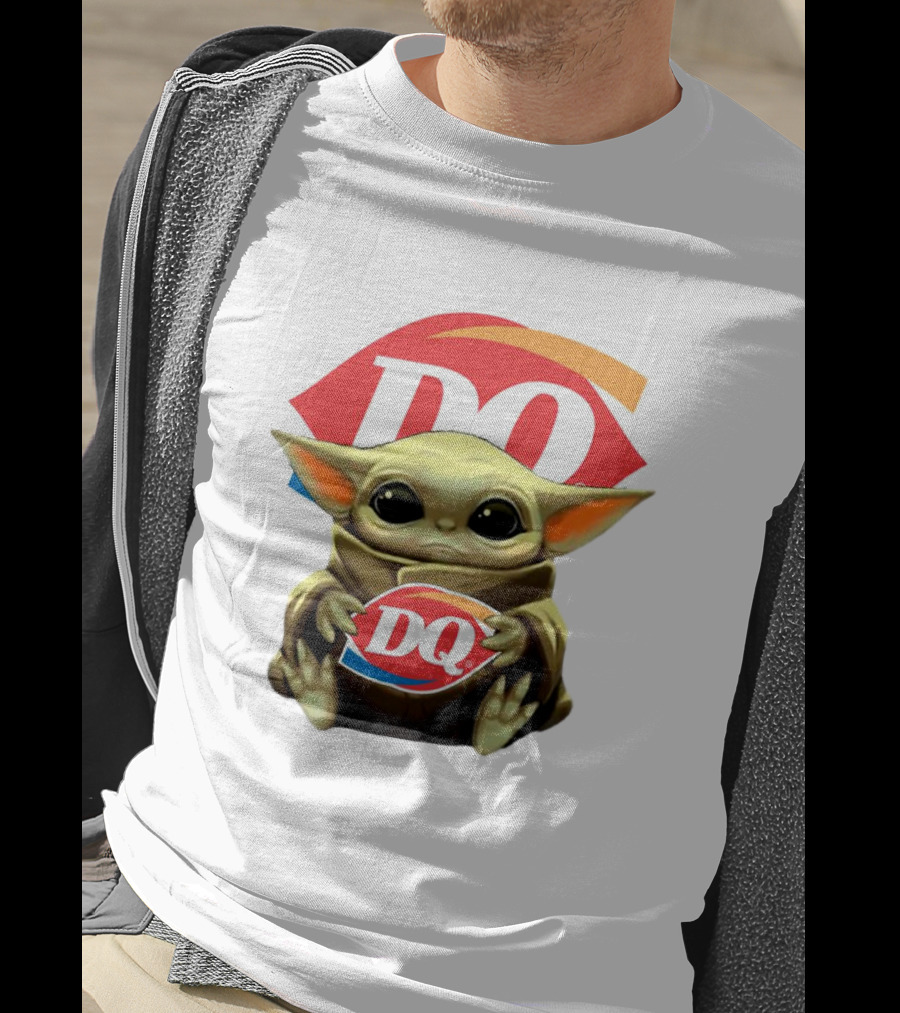 Baby Yoda With DQ Logo Hug T-Shirt