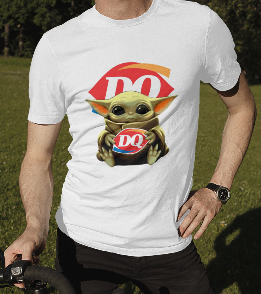 Baby Yoda With DQ Logo Hug T-Shirt