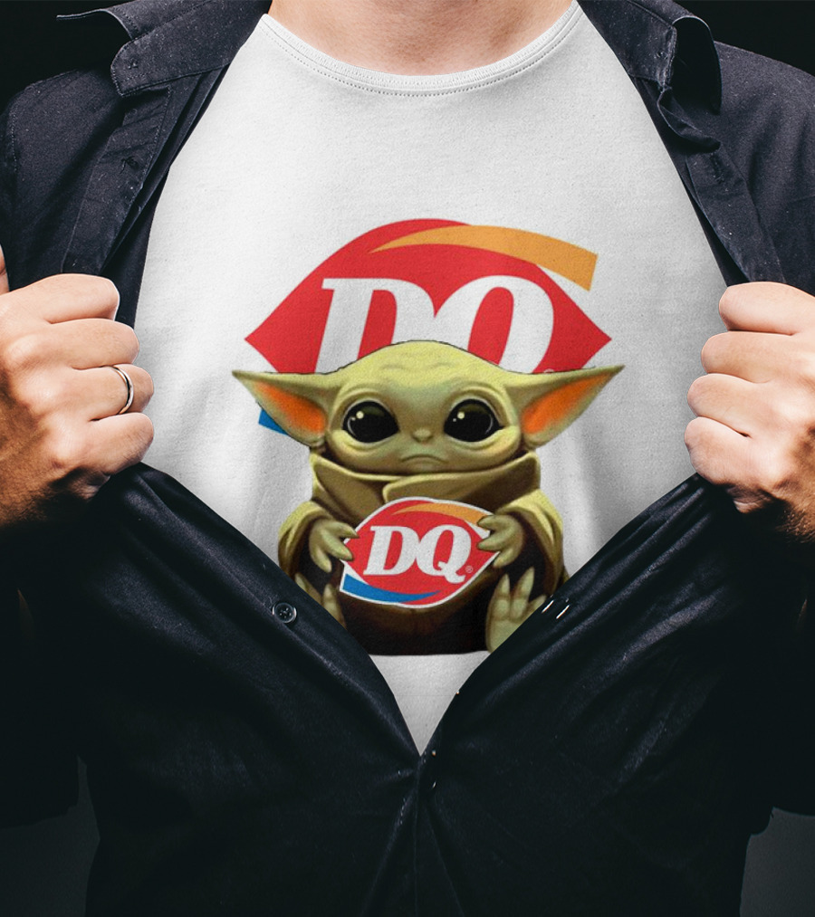 Baby Yoda With DQ Logo Hug T-Shirt