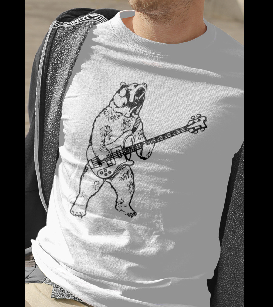 Bear Playing Bass Guitar Rocking Out T-Shirt