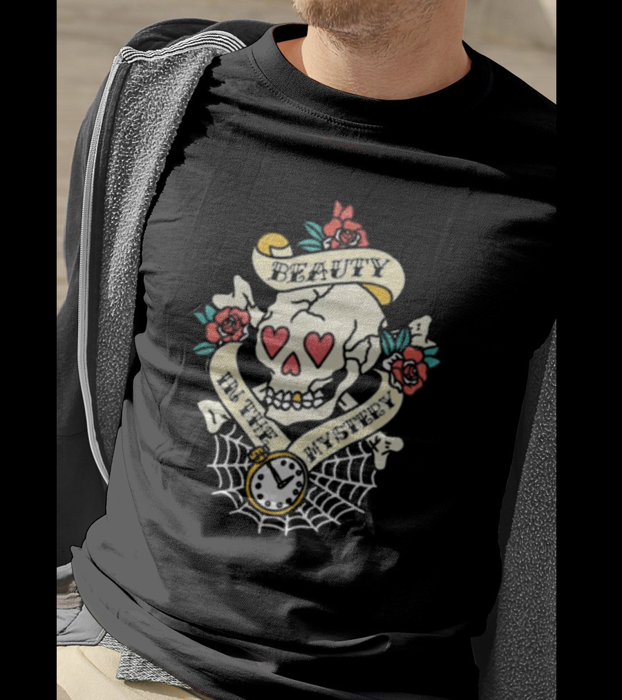Beauty In The Mystery Skull Roses Clock Tattoo T-Shirt