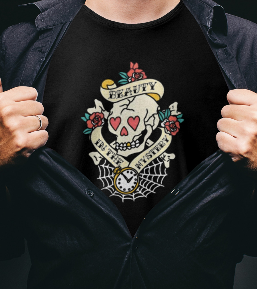 Beauty In The Mystery Skull Roses Clock Tattoo T-Shirt