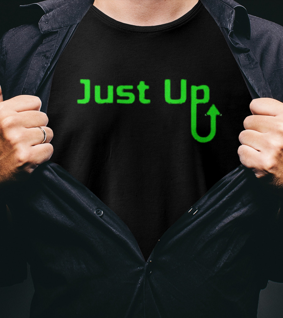 Aroflip Just Up Green Arrow Text T-Shirt