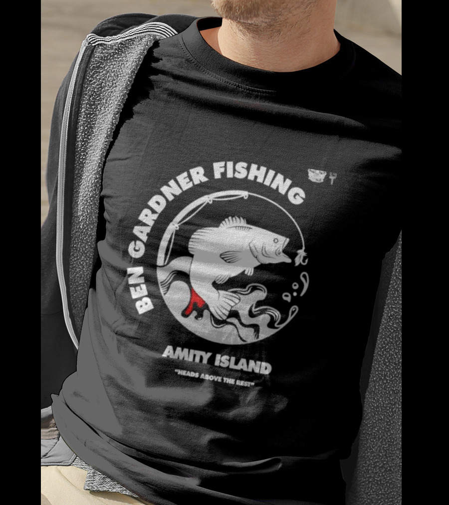 Ben Gardner Fishing Amity Island Heads Above The Rest Iconic Bass Catch T-Shirt