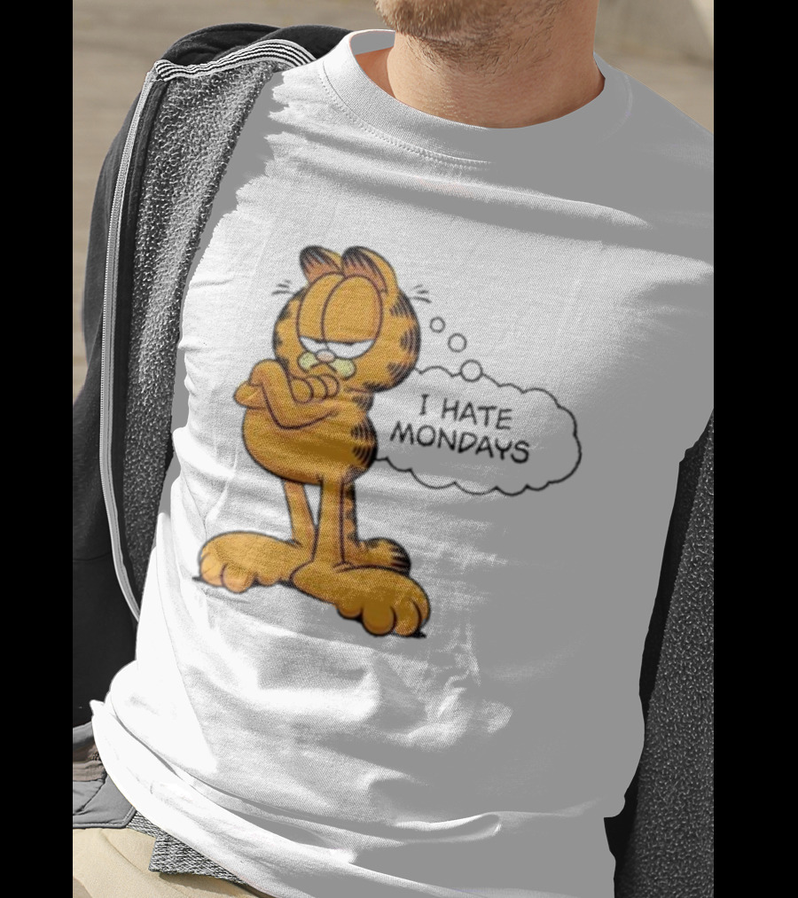 Garfield Comic Character Stating I Hate Mondays With Crossed Arms T-Shirt
