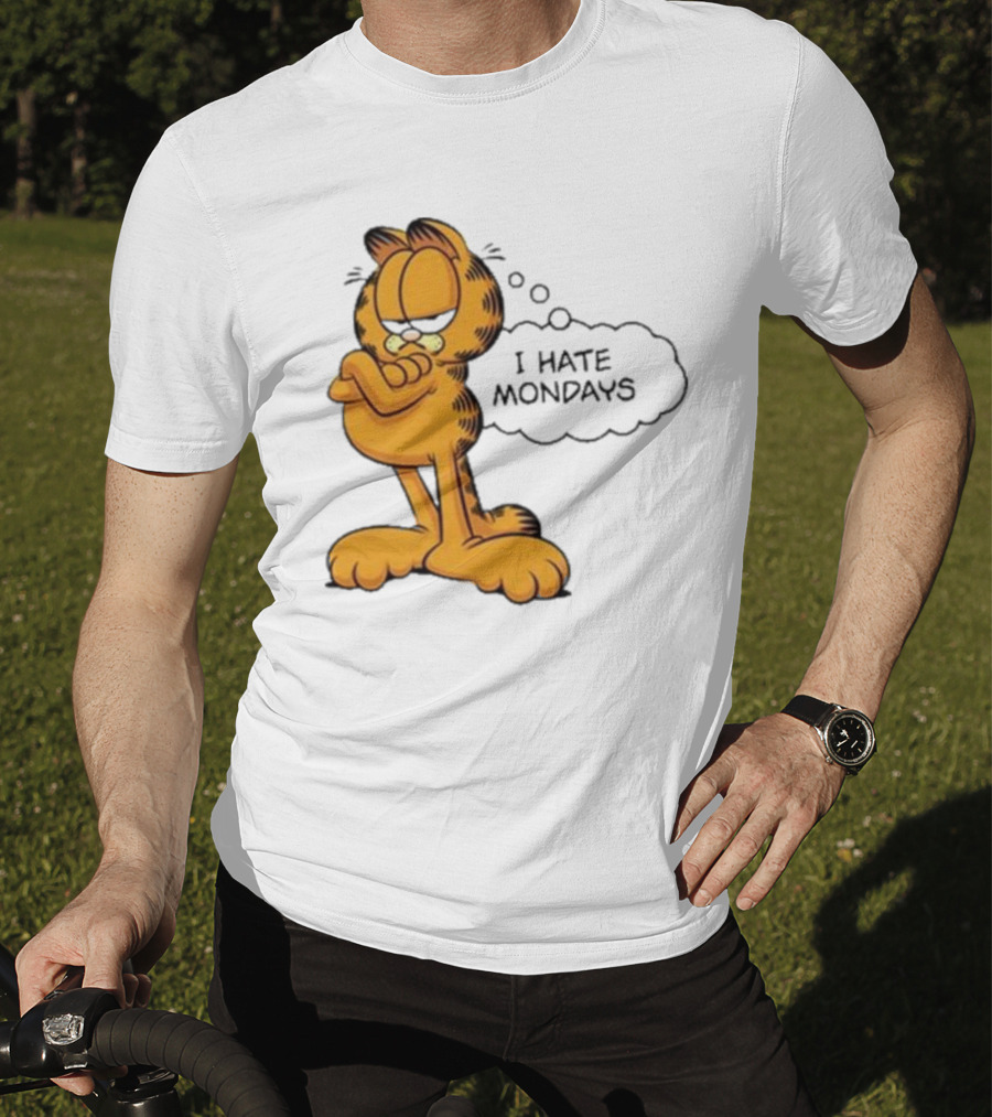 Garfield Comic Character Stating I Hate Mondays With Crossed Arms T-Shirt