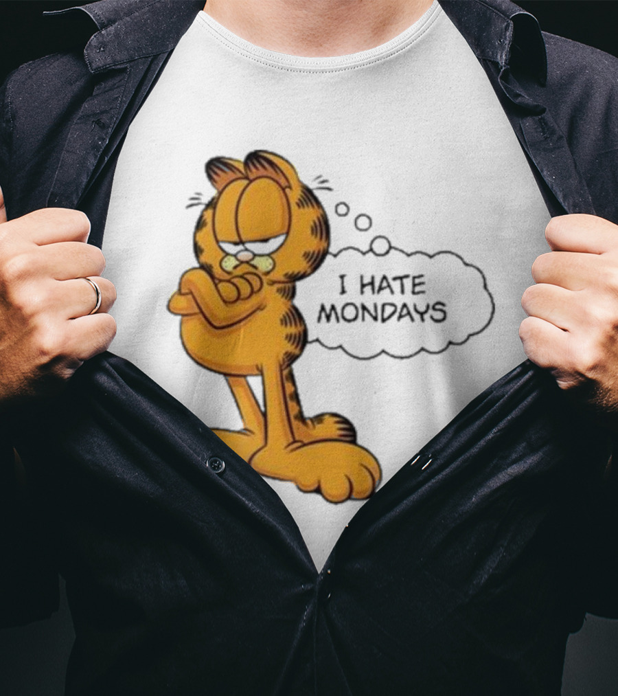 Garfield Comic Character Stating I Hate Mondays With Crossed Arms T-Shirt