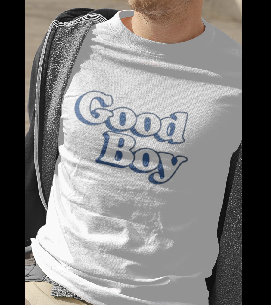 Good Boy Retro Bubble Font Dark Blue Text T-Shirt