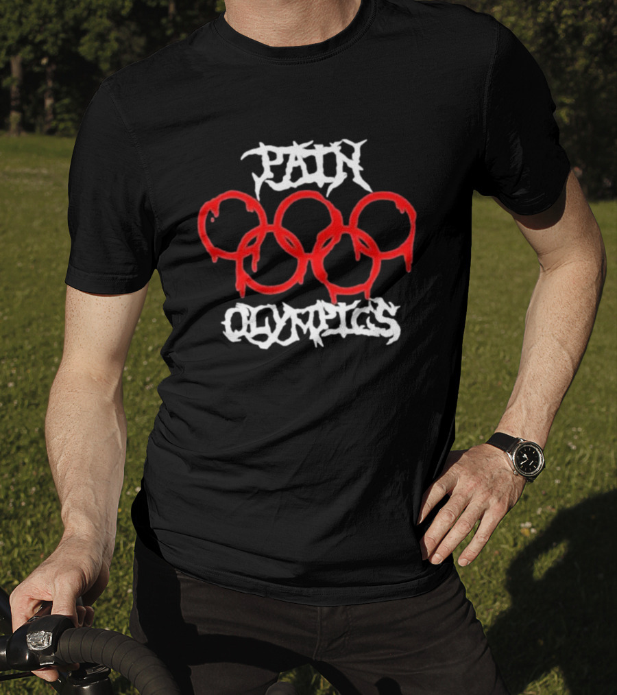 Pain Olympics Melted Rings Dripping Blood Effect T-Shirt