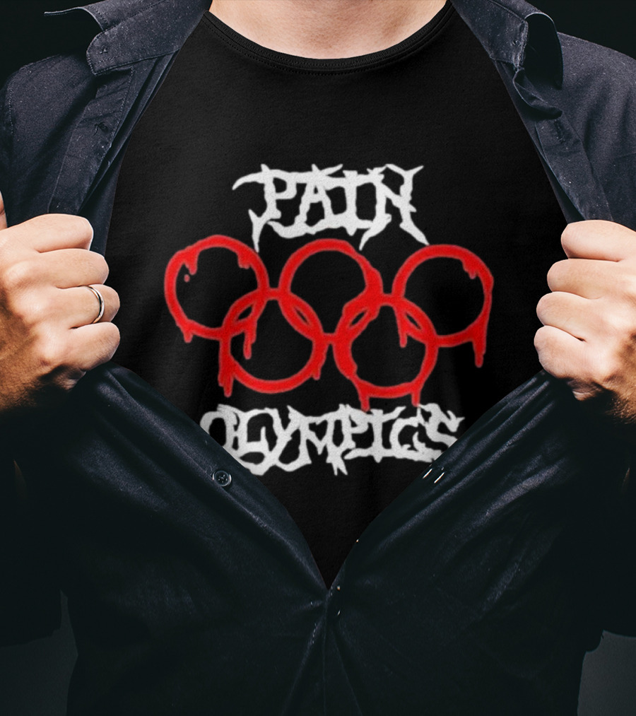 Pain Olympics Melted Rings Dripping Blood Effect T-Shirt