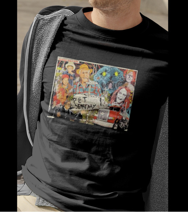 Pet Sematary Sometimes Dead Is Better Horror Characters Collage With Cat And Truck T-Shirt
