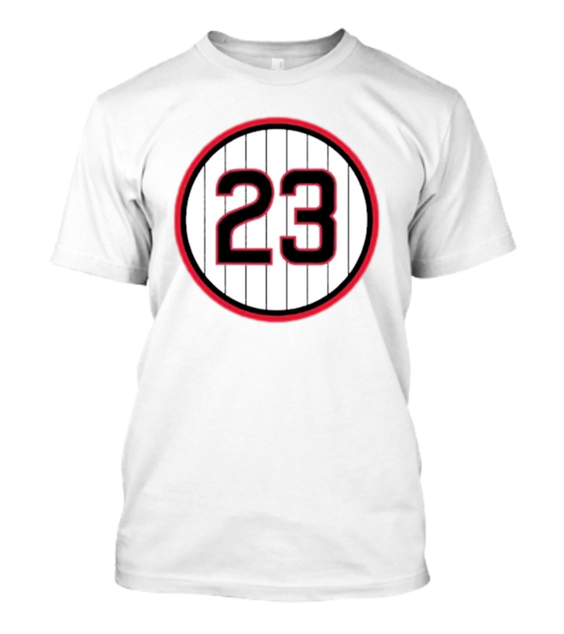 Ryne Sandberg Number 23 Pinstripe Circular Emblem T-Shirt
