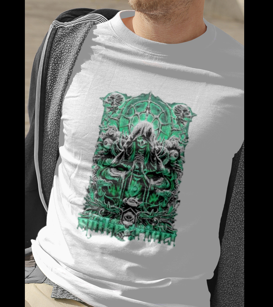 Soul Taker Spike Trivet Green Hooded Figure With Ornate Gothic T-Shirt