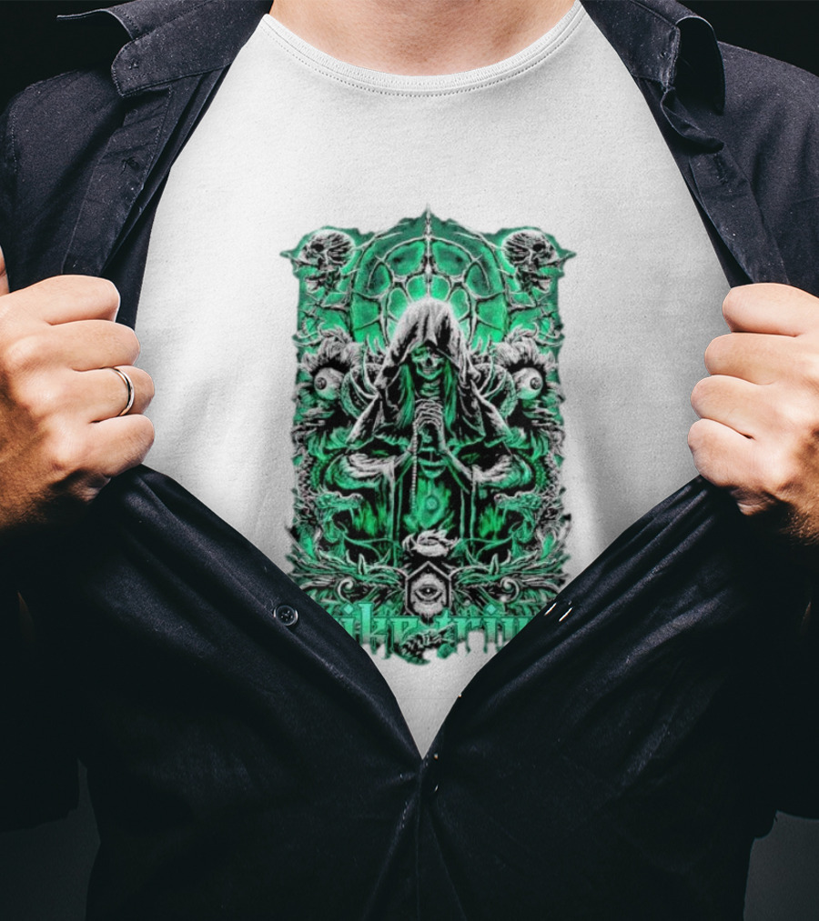 Soul Taker Spike Trivet Green Hooded Figure With Ornate Gothic T-Shirt