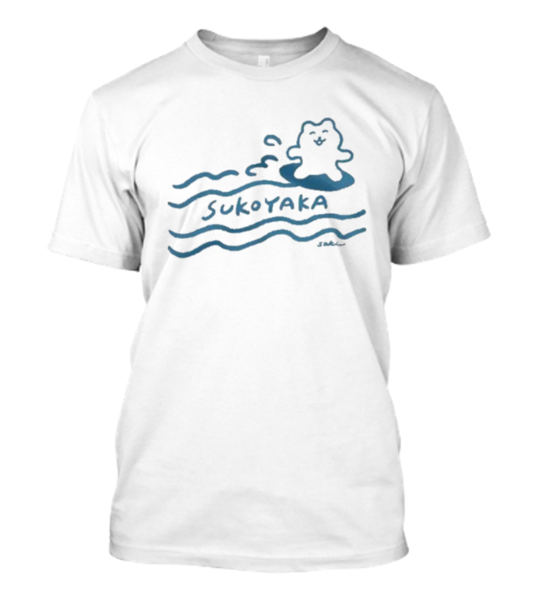 Sukoyaka Smiling Figure On Waves Regular Fit T-Shirt
