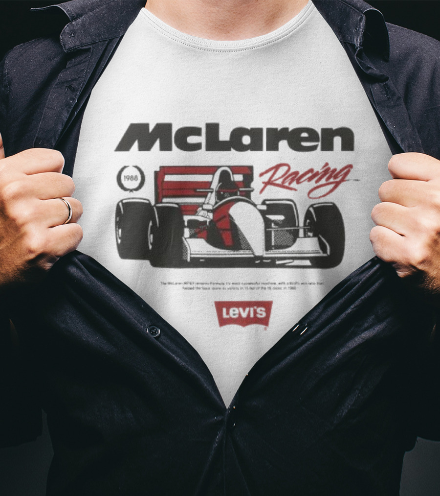 Mclaren Racing Levi's 1988 The Mclaren Mp4 4 Formula 1's Most Successful Machine T-Shirt