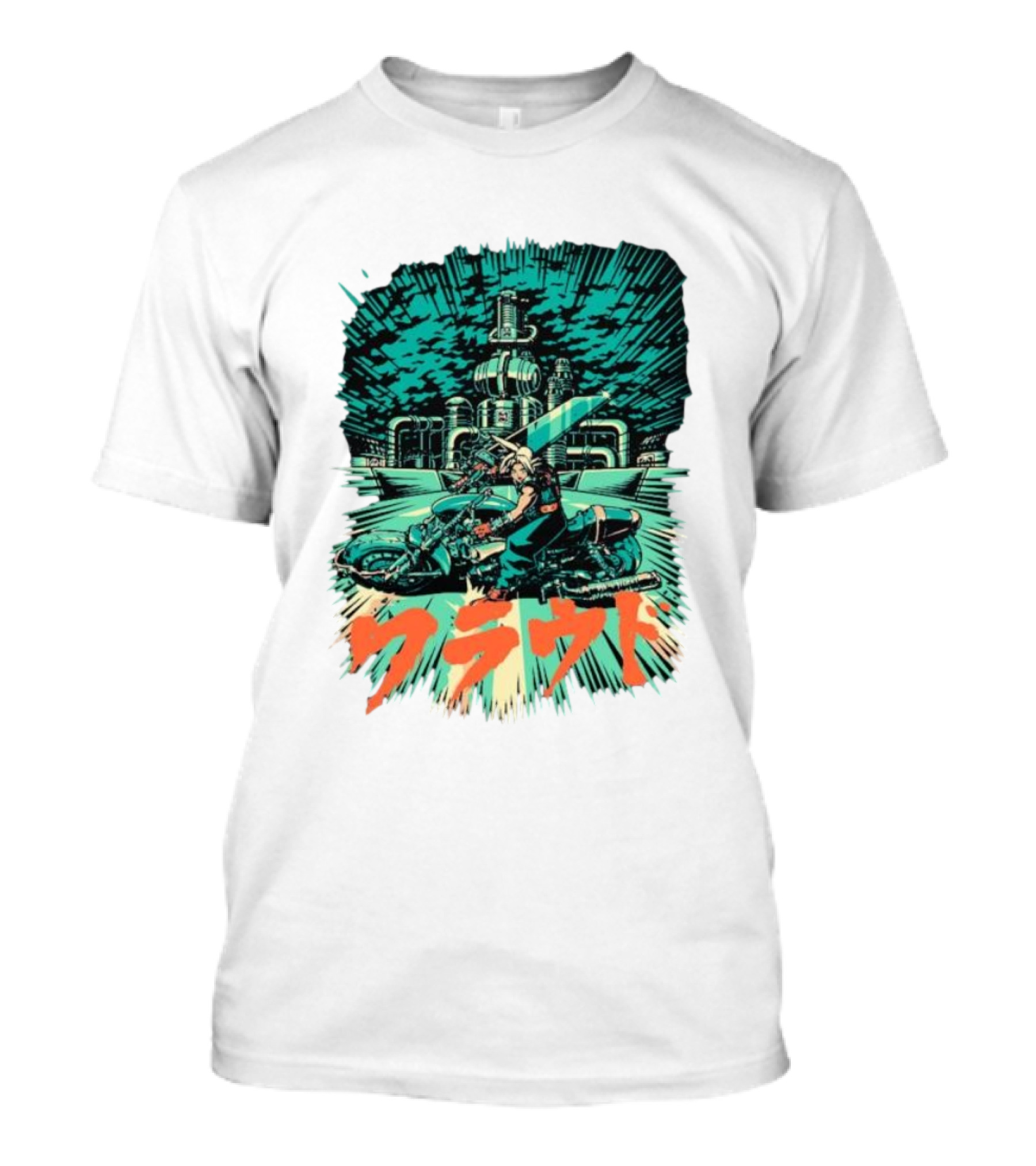 Cloud Motorcycle Slide PixelEyeBat Midgar Scene T-Shirt