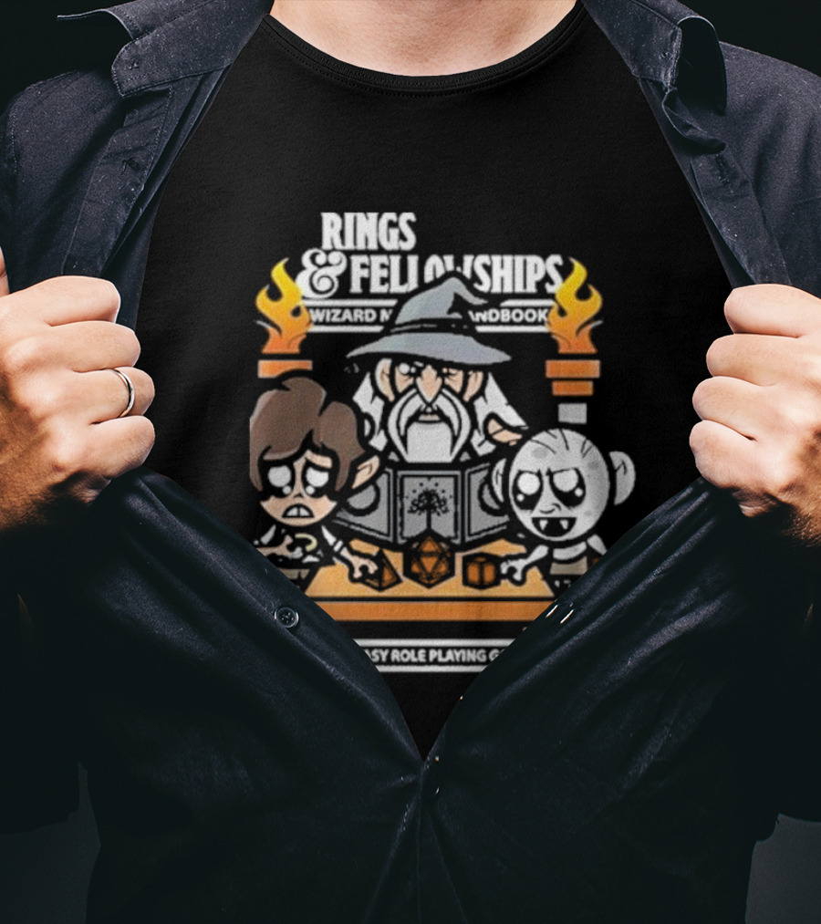 Rings And Fellowships Wizard Magic Handbook Fantasy Role Playing Game T-Shirt