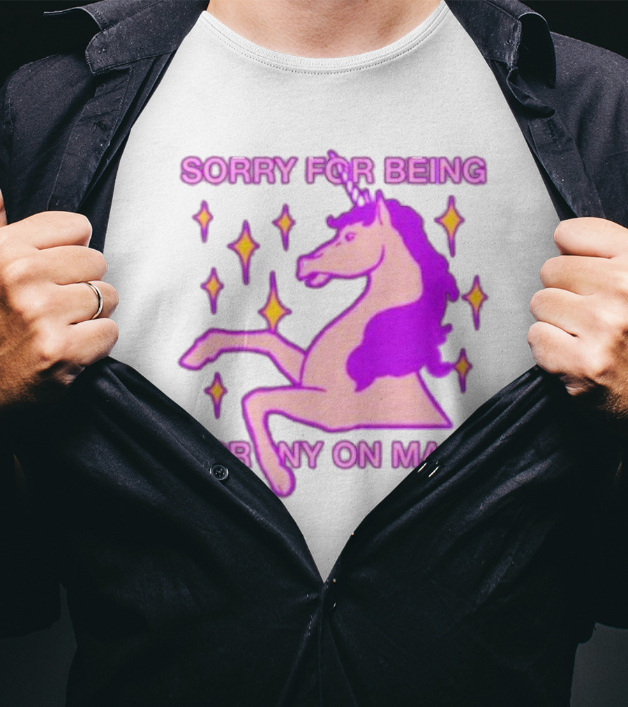 Sorry For Being Horny On Mane Unicorn With Stars T-Shirt
