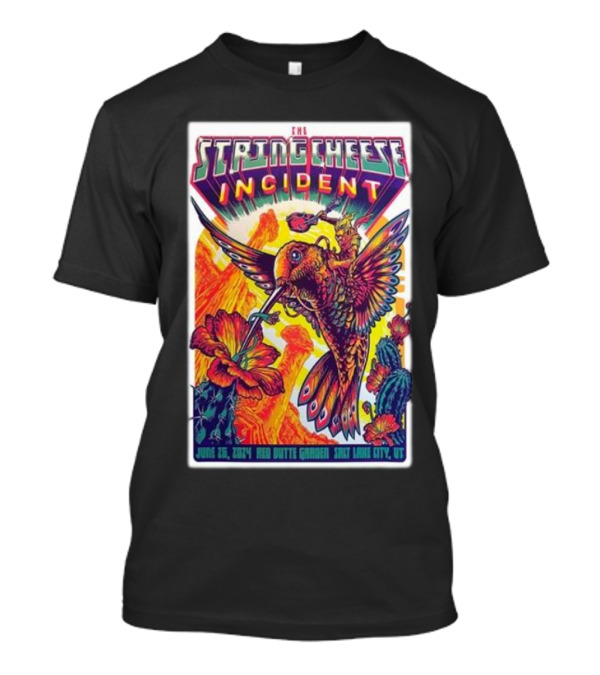 The String Cheese Incident June 26 2024 Red Butte Garden Salt Lake City UT Vibrant Hummingbird And Flowers T-Shirt