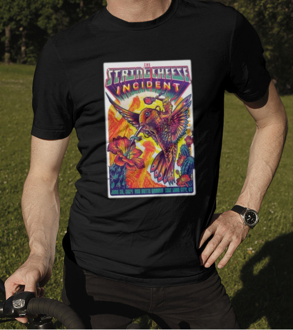 The String Cheese Incident June 26 2024 Red Butte Garden Salt Lake City UT Vibrant Hummingbird And Flowers T-Shirt