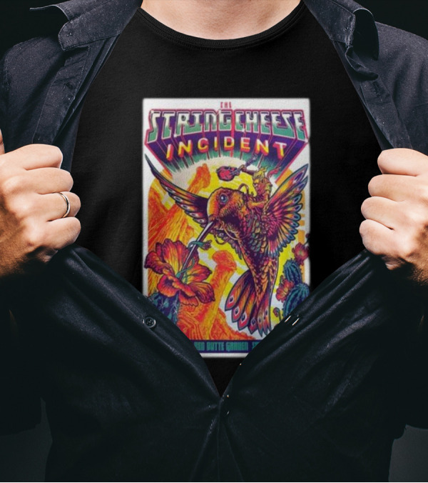 The String Cheese Incident June 26 2024 Red Butte Garden Salt Lake City UT Vibrant Hummingbird And Flowers T-Shirt