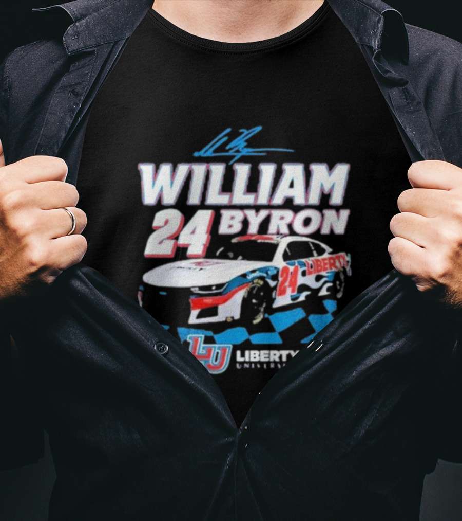 William Byron 24 Liberty University Race Car LU Signature T-Shirt
