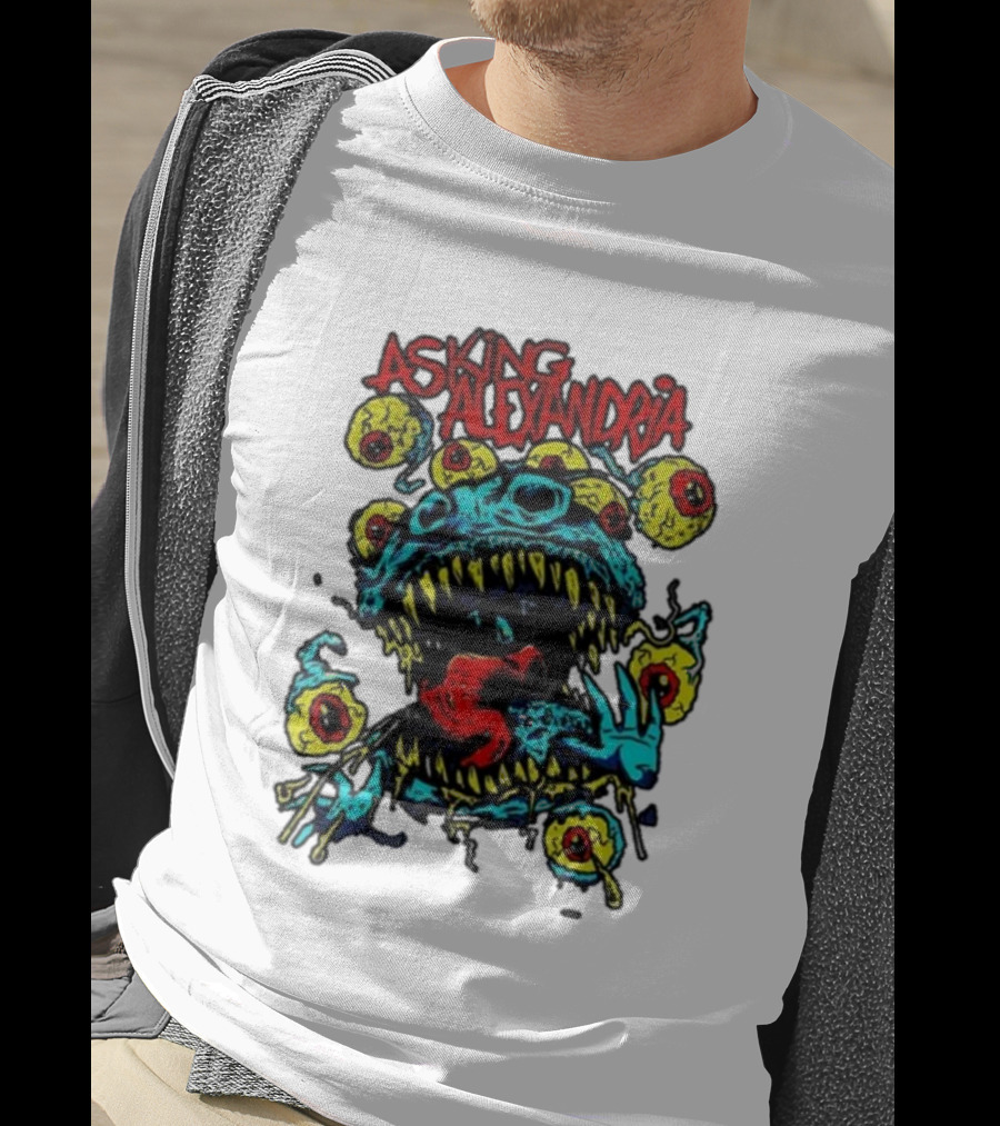 Asking Alexandria Eyeball Monster With Multiple Eyes And Fanged Mouth T-Shirt